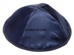 Dark Blue Satin Kippah by aJudaica